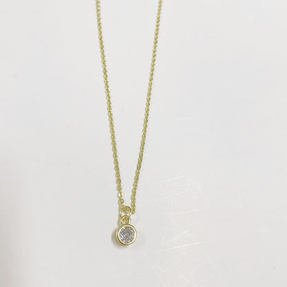 Cute Simple Style Color Block Copper Plating Chain Inlay Zircon 14k Gold Plated Pendant Necklace