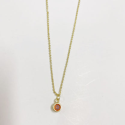 Cute Simple Style Color Block Copper Plating Chain Inlay Zircon 14k Gold Plated Pendant Necklace