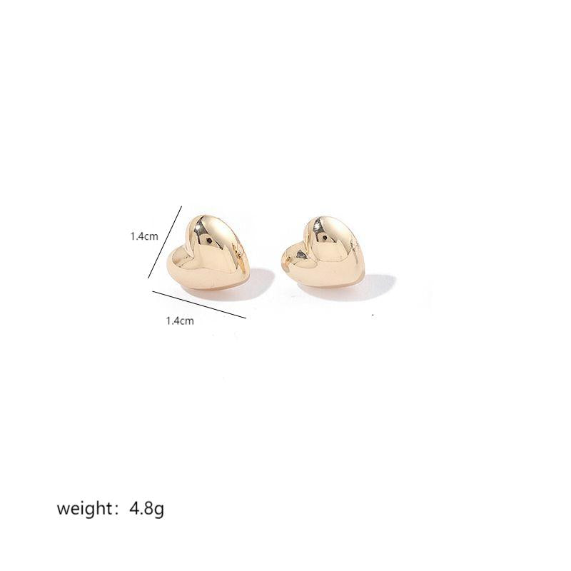 1 Pair Simple Style Heart Shape Plating Copper 18k Gold Plated White Gold Plated Ear Studs