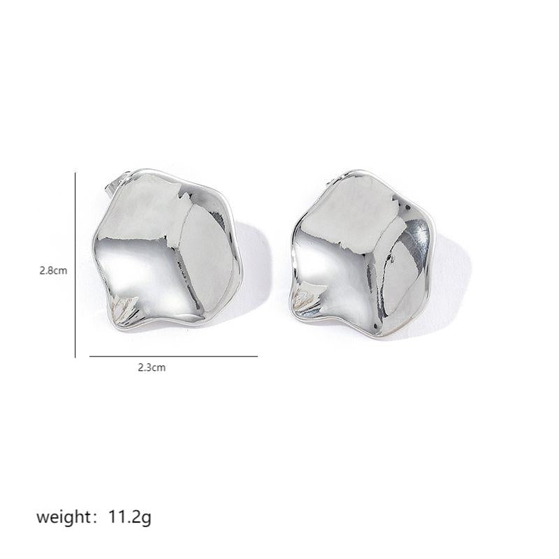 1 Pair Casual Simple Style Irregular Solid Color Polishing Copper 18K Gold Plated Ear Studs