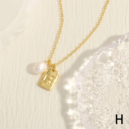 Simple Style Letter Copper Plating 18k Gold Plated Pendant Necklace