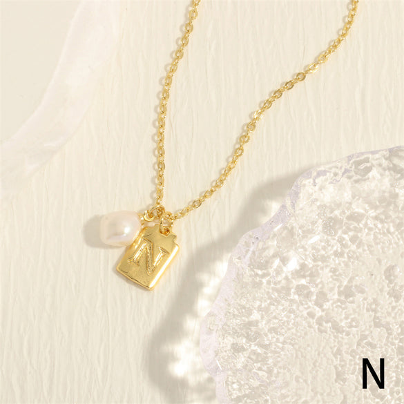 Simple Style Letter Copper Plating 18k Gold Plated Pendant Necklace