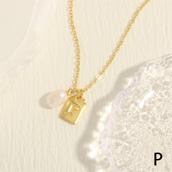Simple Style Letter Copper Plating 18k Gold Plated Pendant Necklace
