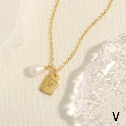 Simple Style Letter Copper Plating 18k Gold Plated Pendant Necklace