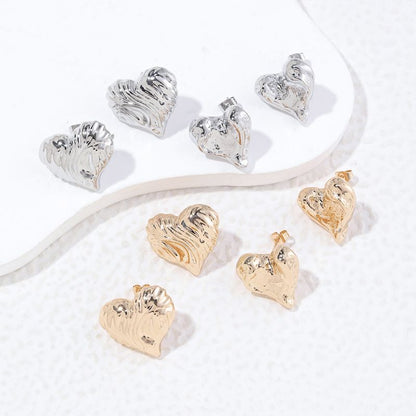 1 Pair Simple Style Heart Shape Polishing Plating Copper 18K Gold Plated Ear Studs