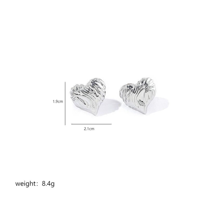 1 Pair Simple Style Heart Shape Plating Copper 18k Gold Plated White Gold Plated Ear Studs