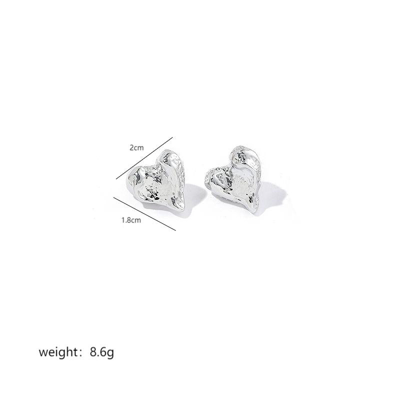 1 Pair Simple Style Heart Shape Plating Copper 18k Gold Plated White Gold Plated Ear Studs