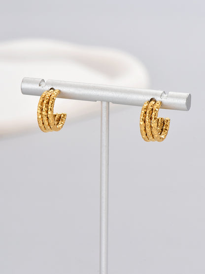 1 Pair Simple Style Classic Style Solid Color Plating Titanium Steel 18k Gold Plated Gold Plated Hoop Earrings