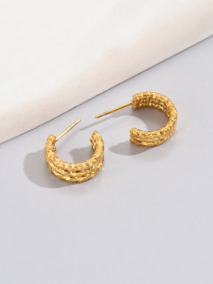 1 Pair Simple Style Classic Style Solid Color Plating Titanium Steel 18k Gold Plated Gold Plated Hoop Earrings