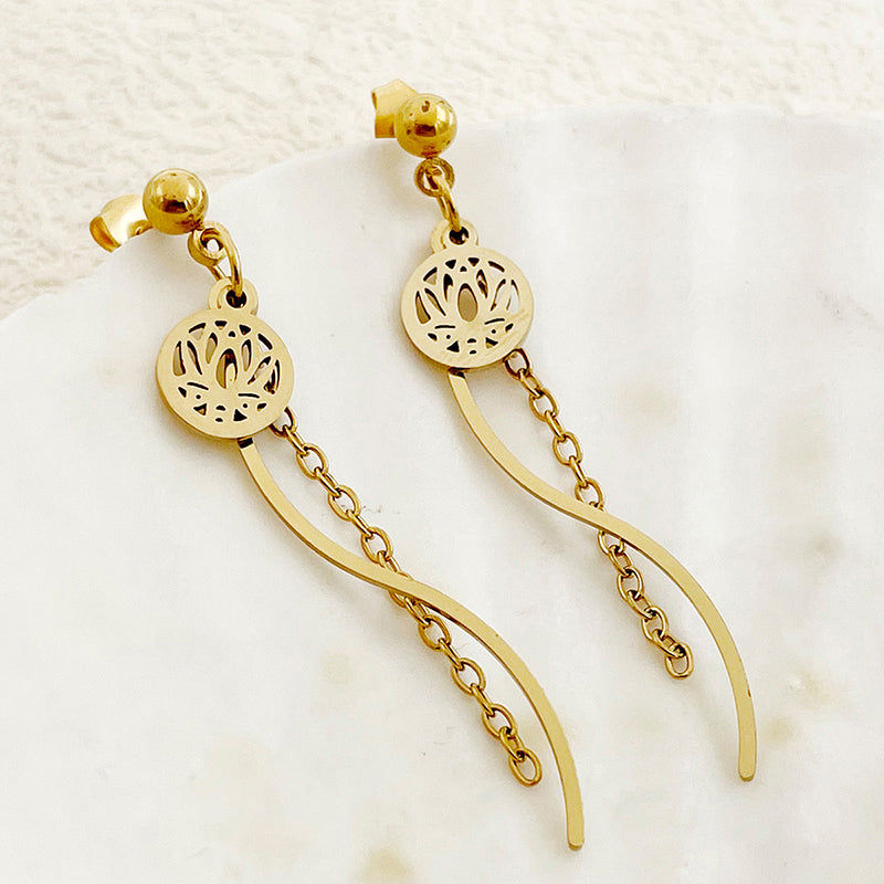 1 Pair Elegant Tortoise Wings Fish Tassel Plating Stainless Steel Gold Plated Drop Earrings