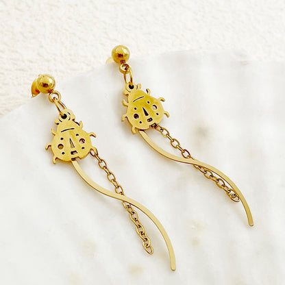 1 Pair Elegant Tortoise Wings Fish Tassel Plating Stainless Steel Gold Plated Drop Earrings