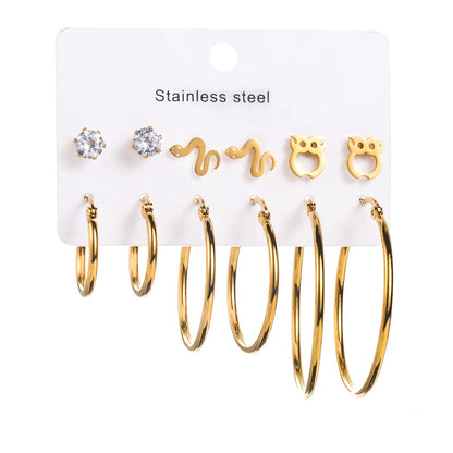 1 Set Modern Style Simple Style Solid Color Stainless Steel Earrings