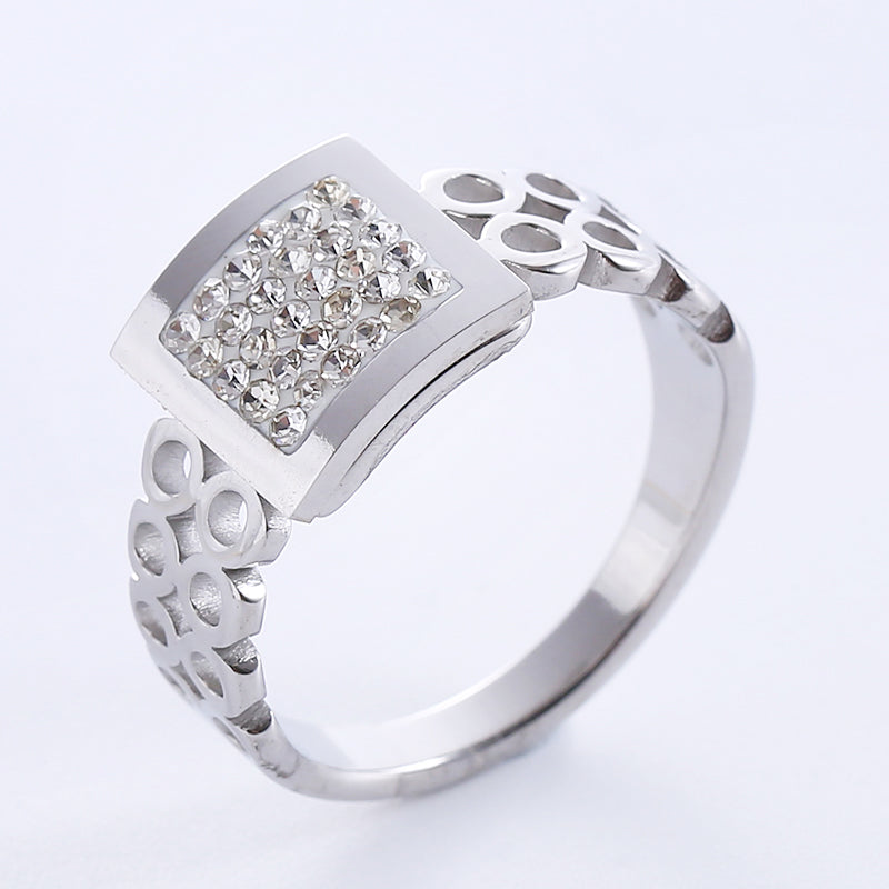 Elegant Romantic Infinity Stainless Steel Plating Inlay Rhinestones 18k Gold Plated Rose Gold Plated Rings