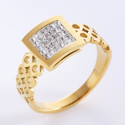 Elegant Romantic Infinity Stainless Steel Plating Inlay Rhinestones 18k Gold Plated Rose Gold Plated Rings