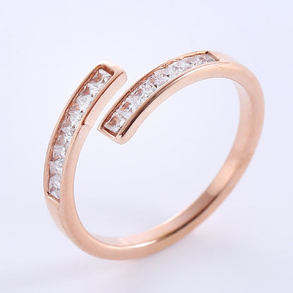 Simple Style Geometric Stainless Steel Plating Inlay Zircon 18k Gold Plated Rose Gold Plated Rings