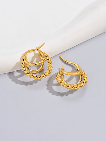 1 Pair Simple Style Classic Style Solid Color Plating Titanium Steel 18k Gold Plated Gold Plated Earrings