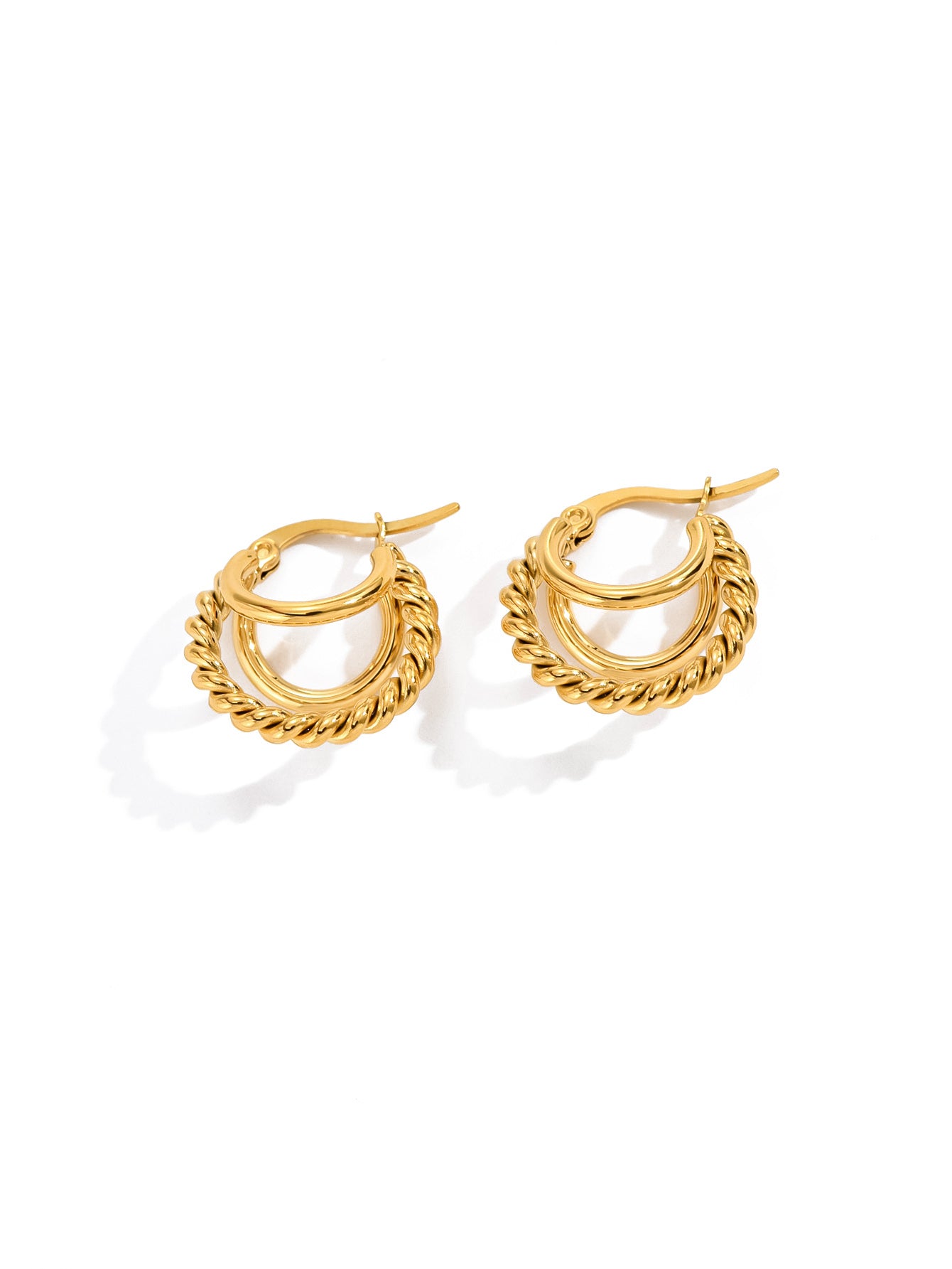 1 Pair Simple Style Classic Style Solid Color Plating Titanium Steel 18k Gold Plated Gold Plated Earrings