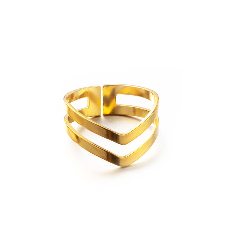 Simple Style Geometric Stainless Steel Open Rings