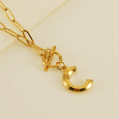 Fashion Letter Titanium Steel Pendant Necklace Polishing Gold Plated Stainless Steel Necklaces