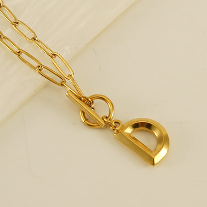 Fashion Letter Titanium Steel Pendant Necklace Polishing Gold Plated Stainless Steel Necklaces