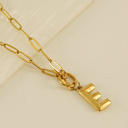 Fashion Letter Titanium Steel Pendant Necklace Polishing Gold Plated Stainless Steel Necklaces