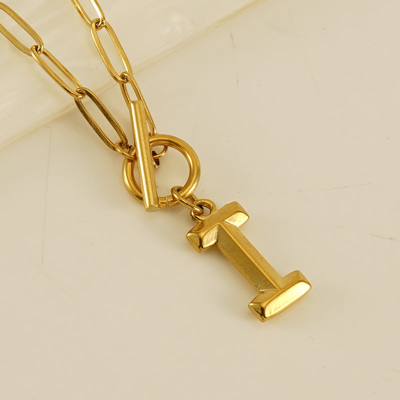 Fashion Letter Titanium Steel Pendant Necklace Polishing Gold Plated Stainless Steel Necklaces