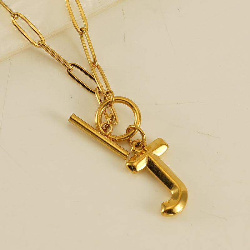 Fashion Letter Titanium Steel Pendant Necklace Polishing Gold Plated Stainless Steel Necklaces