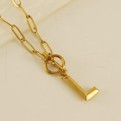 Fashion Letter Titanium Steel Pendant Necklace Polishing Gold Plated Stainless Steel Necklaces