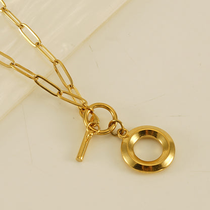 Fashion Letter Titanium Steel Pendant Necklace Polishing Gold Plated Stainless Steel Necklaces