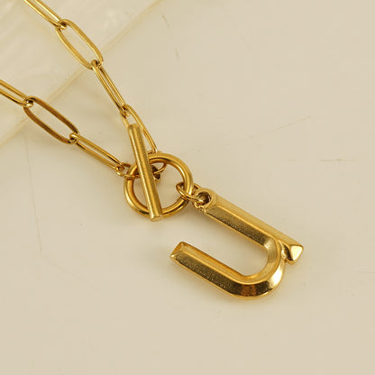 Fashion Letter Titanium Steel Pendant Necklace Polishing Gold Plated Stainless Steel Necklaces