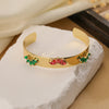 Simple Style Commute Solid Color Copper Plating Inlay Zircon 18k Gold Plated Bangle