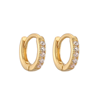 1 Pair Casual Simple Style Classic Style Round Plating Inlay Copper Zircon 18k Gold Plated Hoop Earrings