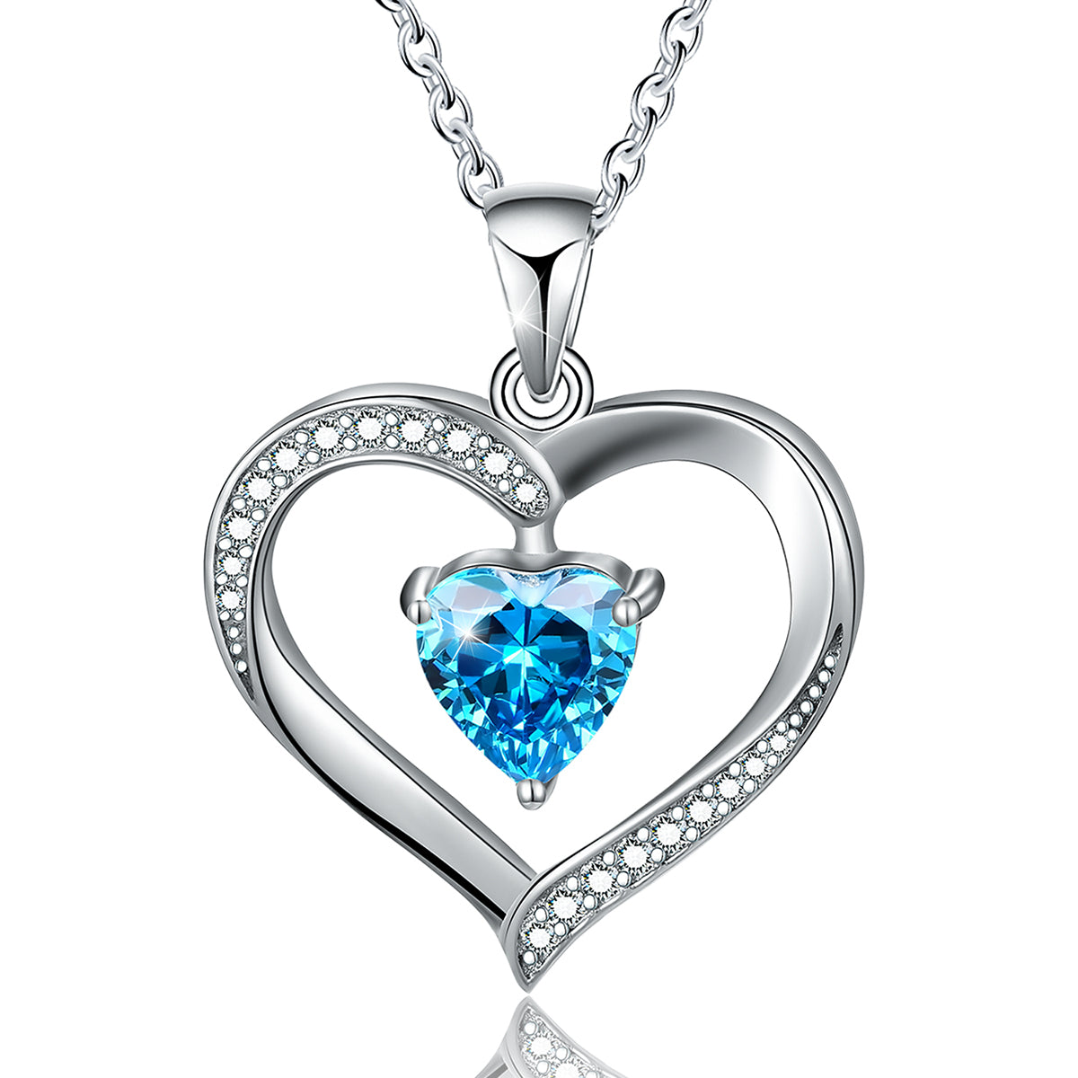 Elegant Heart Shape Sterling Silver Plating Inlay Zircon Pendant Necklace