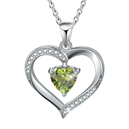 Elegant Heart Shape Sterling Silver Plating Inlay Zircon Pendant Necklace