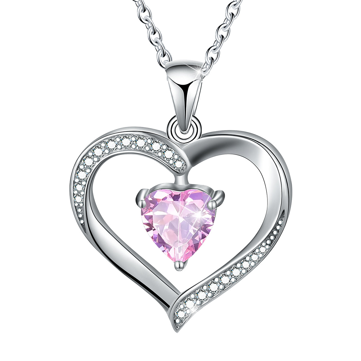 Elegant Heart Shape Sterling Silver Plating Inlay Zircon Pendant Necklace