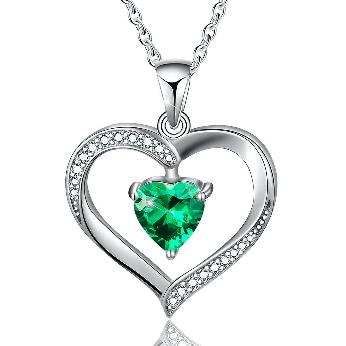 Elegant Heart Shape Sterling Silver Plating Inlay Zircon Pendant Necklace