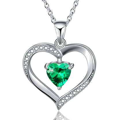 Elegant Heart Shape Sterling Silver Plating Inlay Zircon Pendant Necklace