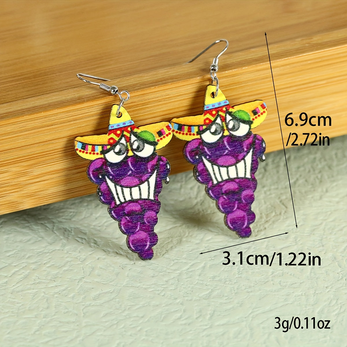 1 Pair Cartoon Style Cute Funny Corn Grape Wood Drop Earrings