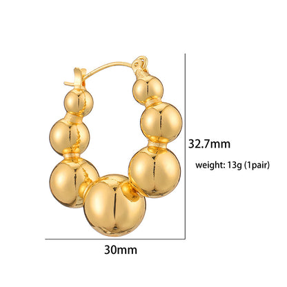 1 Pair Casual Vintage Style Modern Style C Shape Plaid Plating Pleated Copper 18k Gold Plated Ear Studs