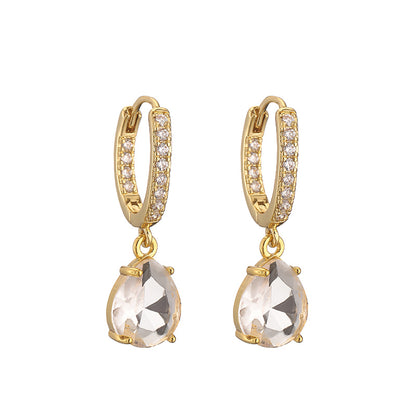 1 Pair Casual Vacation Shiny Water Droplets Plating Inlay Copper Zircon 18k Gold Plated Drop Earrings