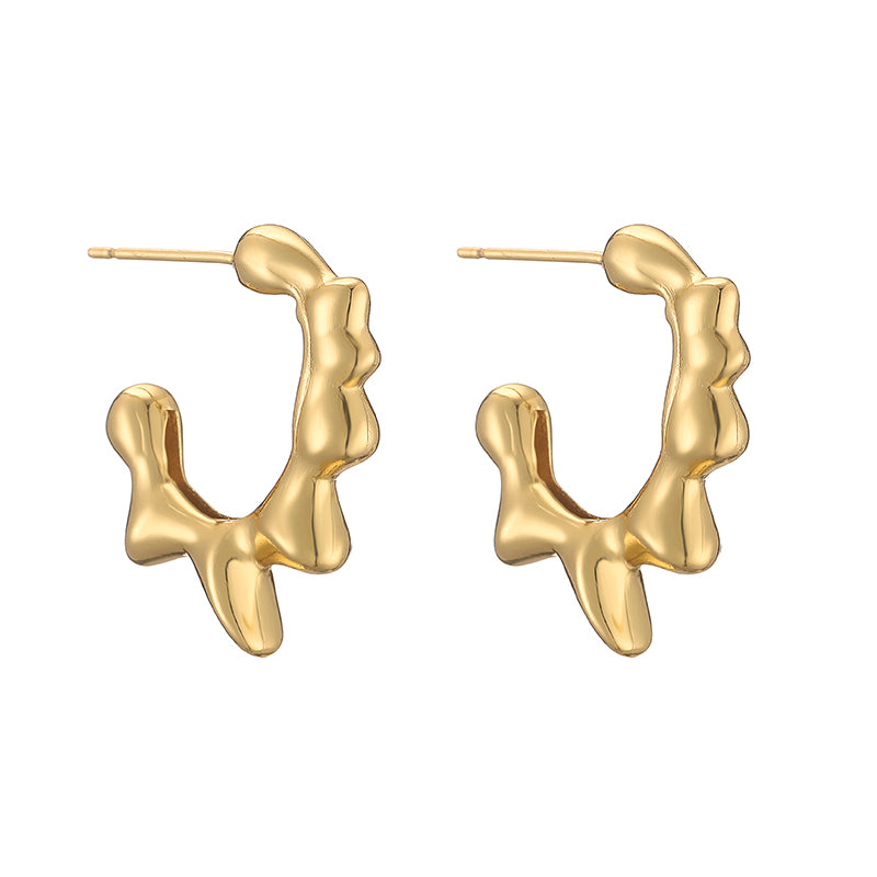 1 Pair Casual Retro Heart Shape Pea Plating Copper 18k Gold Plated Earrings