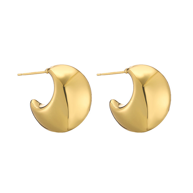 1 Pair Vintage Style Simple Style C Shape Water Droplets Plating Copper 18k Gold Plated Ear Studs