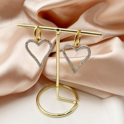 1 Pair Elegant Cute Simple Style Heart Shape Plating Inlay Stainless Steel Zircon Gold Plated Drop Earrings