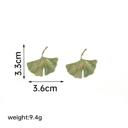 1 Pair Simple Style Ginkgo Leaf Plating Copper 18k Gold Plated Ear Studs