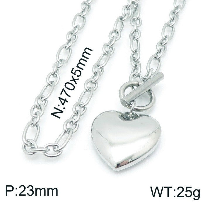 European And American Ot Buckle Heart Necklace Bracelet Heart-shaped O-chain Stainless Steel Suit