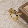 Simple Style Snake Copper Plating Inlay Zircon 18k Gold Plated Open Rings