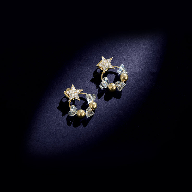 1 Pair Elegant Retro Star Plating Inlay Copper Rhinestones Silver Plated Drop Earrings