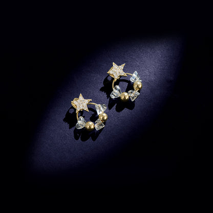 1 Pair Elegant Retro Star Plating Inlay Copper Rhinestones Silver Plated Drop Earrings