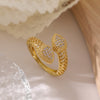 Simple Style Snake Copper Plating Inlay Zircon 18k Gold Plated Open Rings