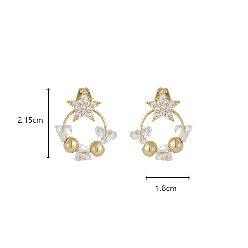 1 Pair Elegant Retro Star Plating Inlay Copper Rhinestones Silver Plated Drop Earrings